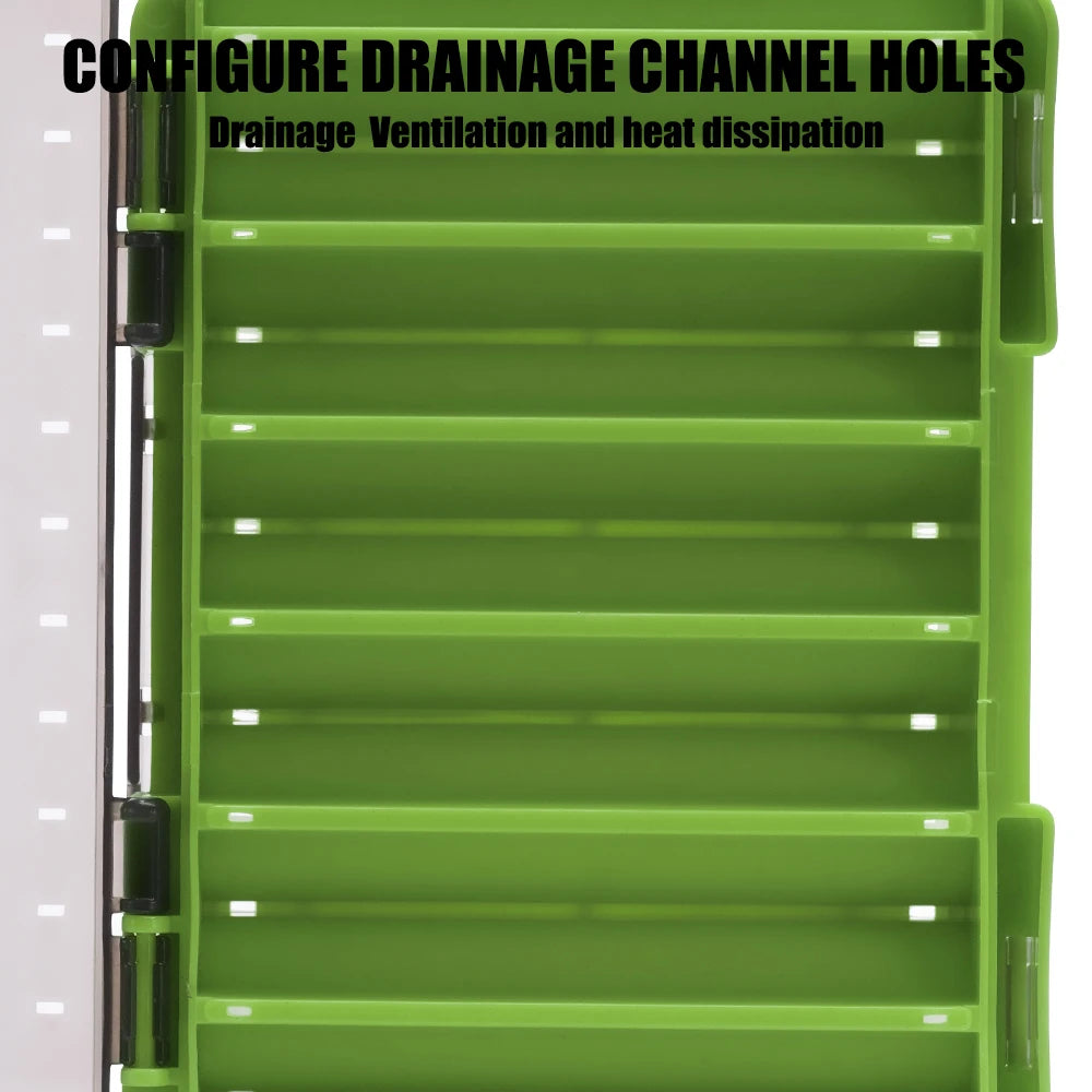 Double-Sided Fishing Tackle Box — 14 Compartments