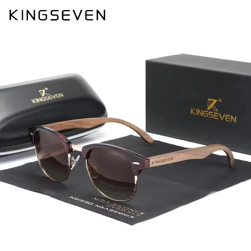 Wood Frame Polarized Sunglasses — UV400