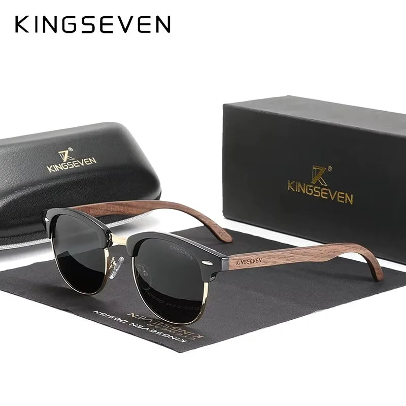 Wood Frame Polarized Sunglasses — UV400