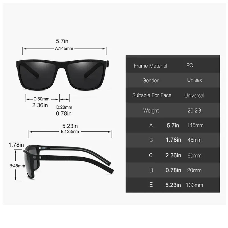Square Polarized Sunglasses — Lightweight Frame