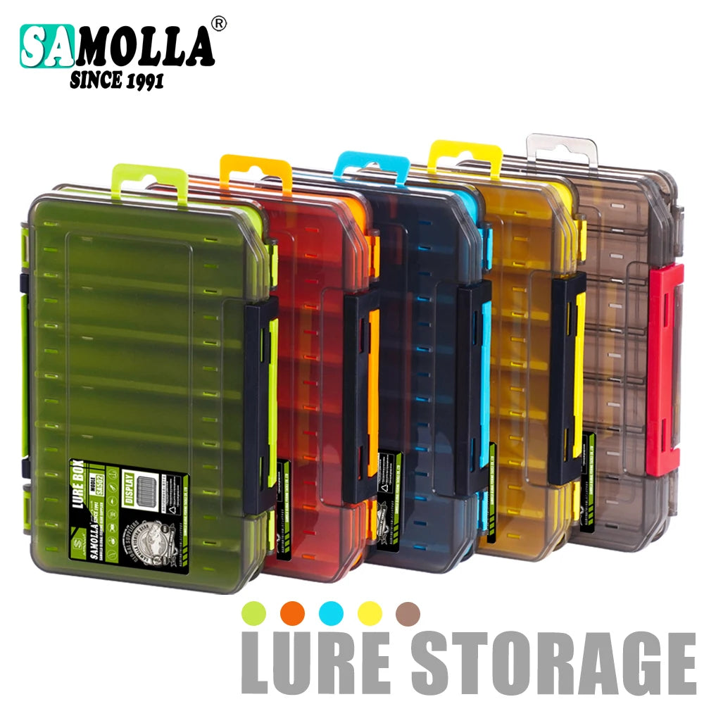 Double-Sided Fishing Tackle Box — 14 Compartments