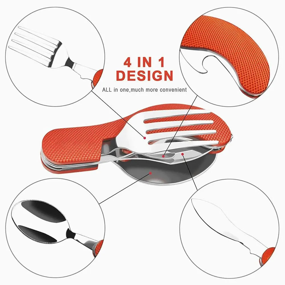 Folding Camping Cutlery Set — Knife, Fork & Spoon