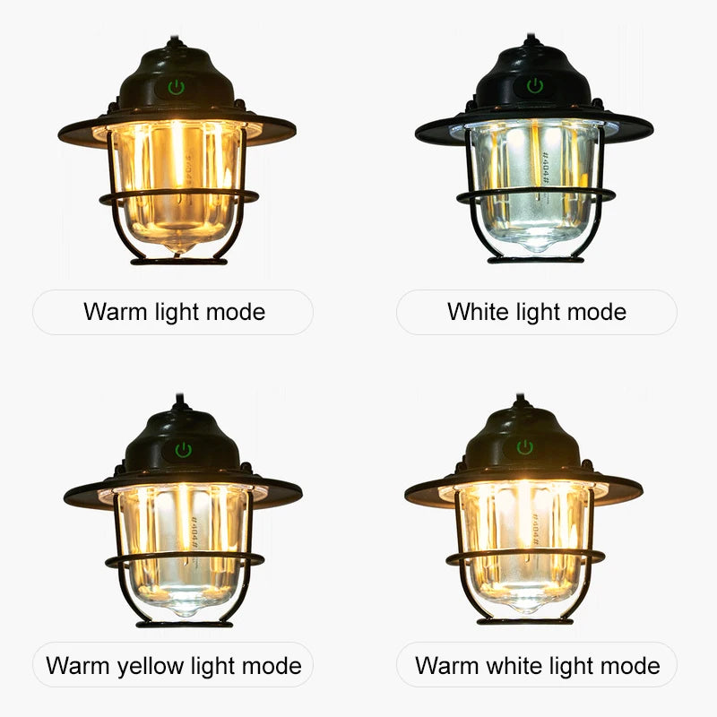 Retro Hanging Camp Lantern — 1200mAh Rechargeable
