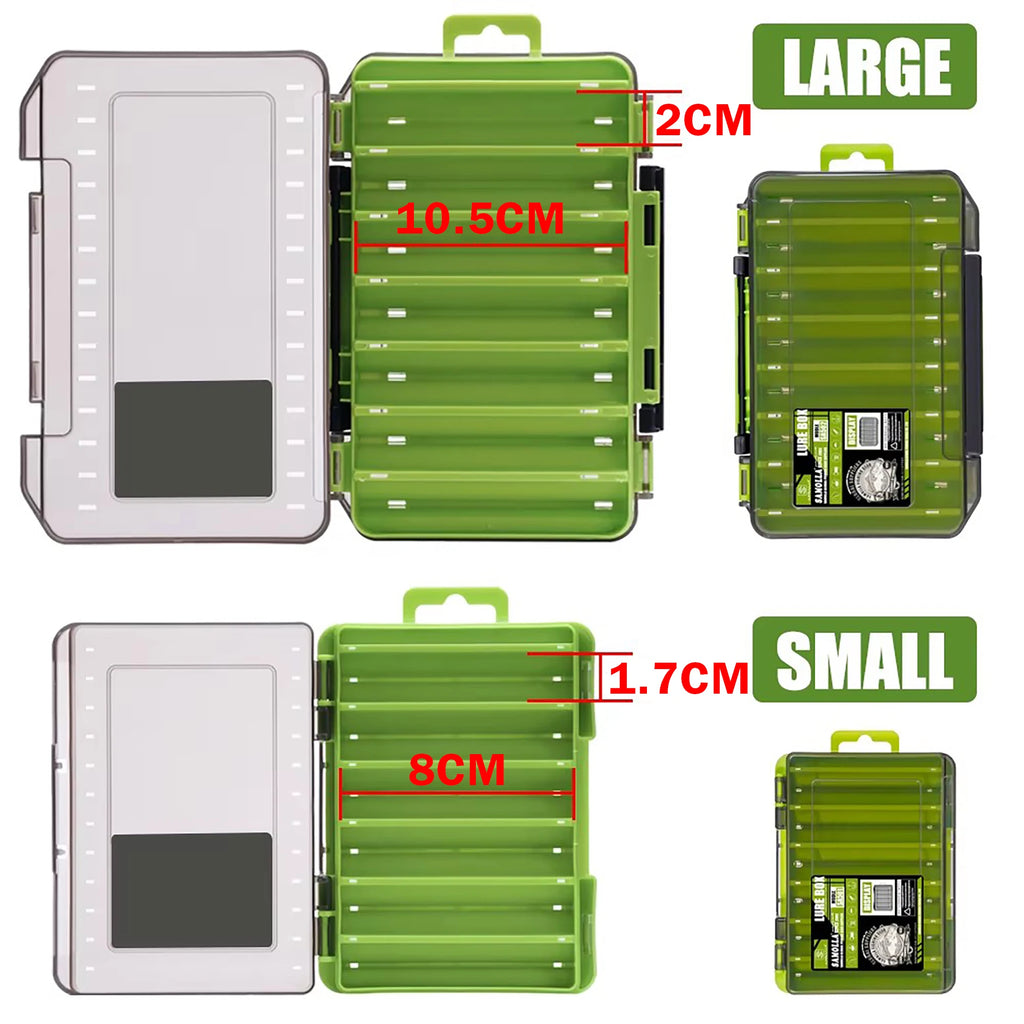 Double-Sided Fishing Tackle Box — 14 Compartments
