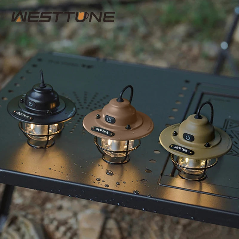 Retro Hanging Camp Lantern — 1200mAh Rechargeable