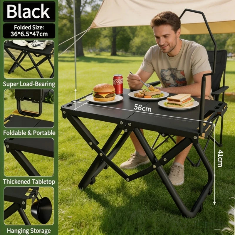 Foldable Carbon Steel Camping & Picnic Table