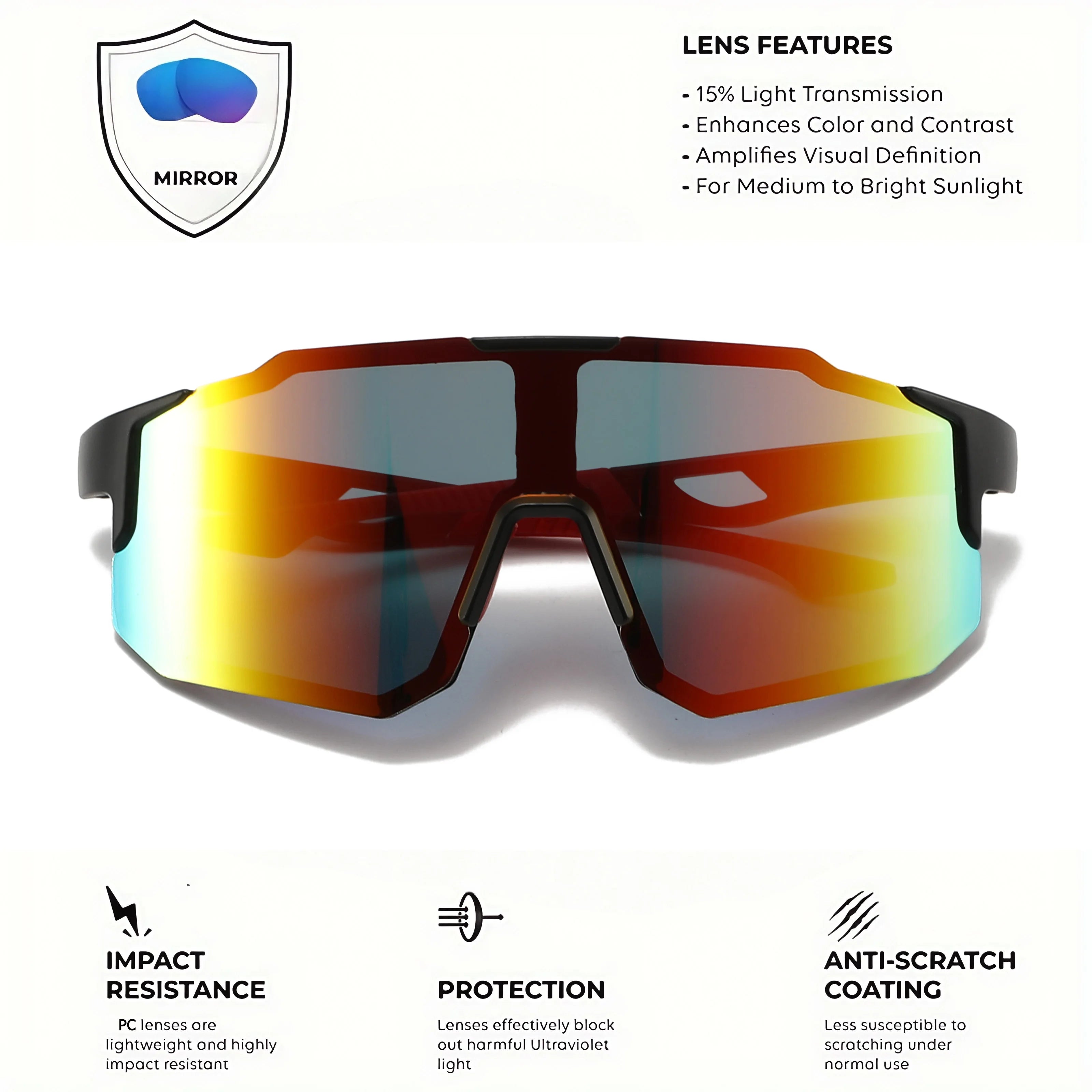 Oversized Wraparound Sport Sunglasses — UV400