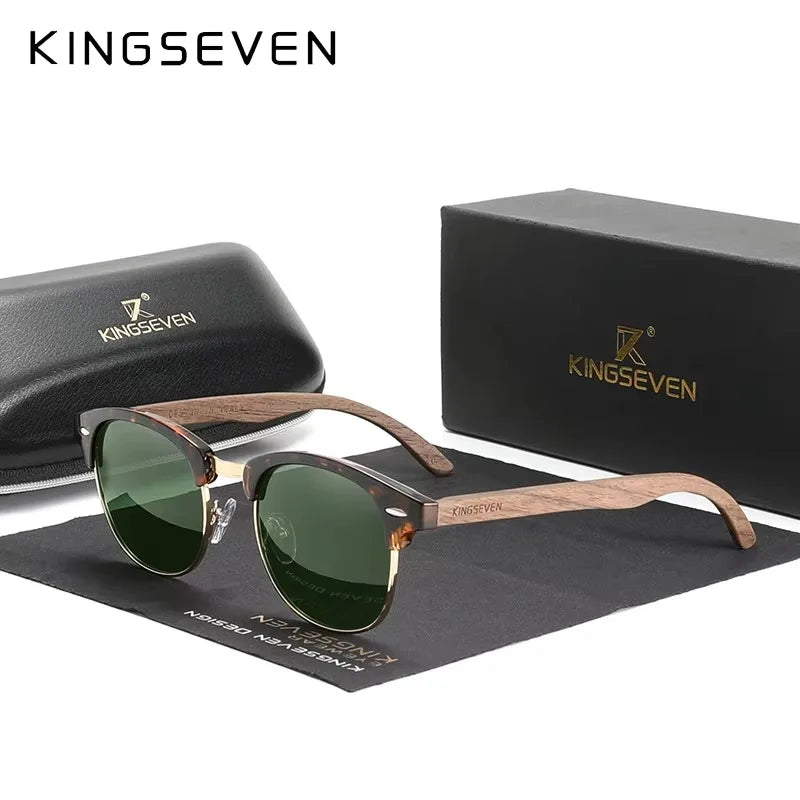 Wood Frame Polarized Sunglasses — UV400