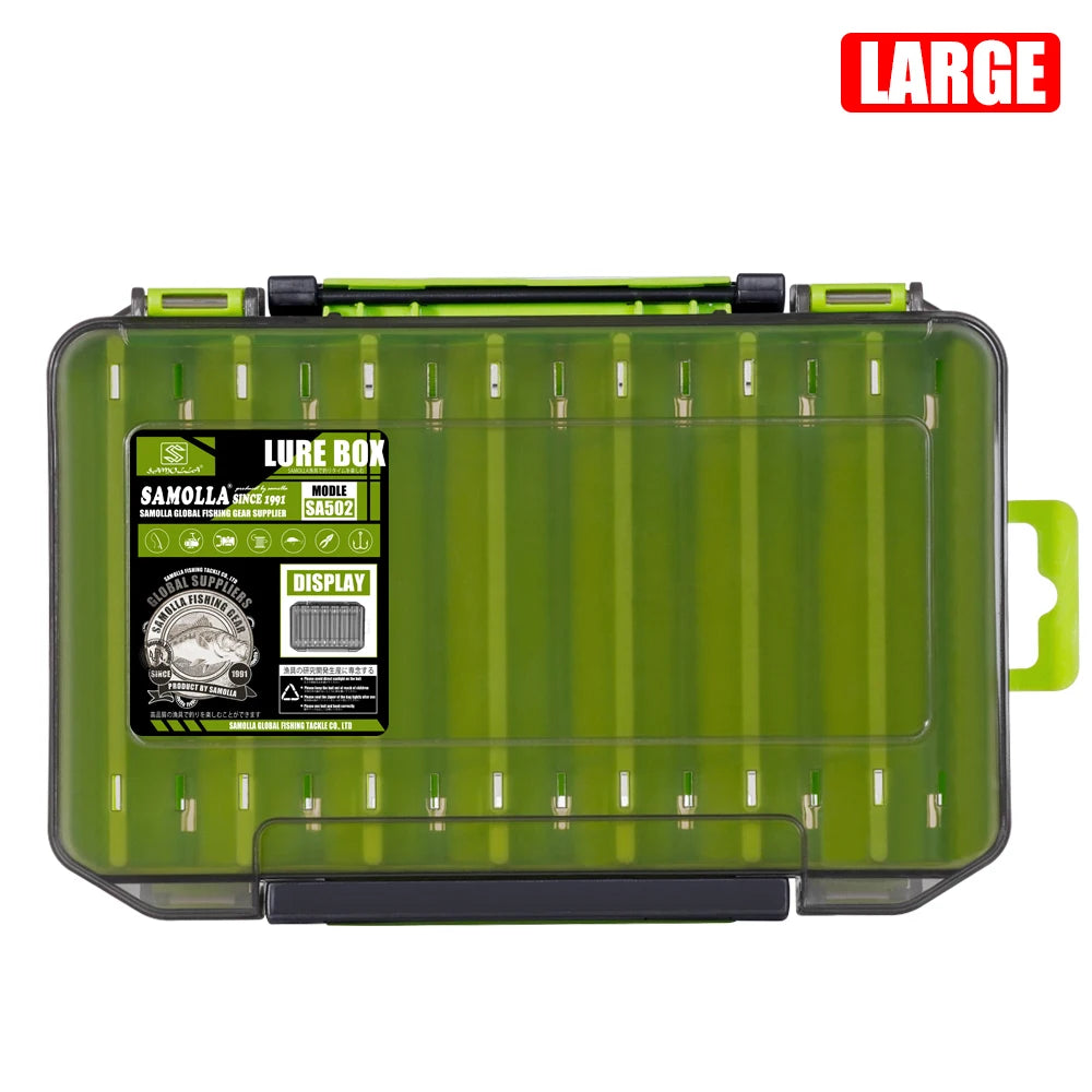 Double-Sided Fishing Tackle Box — 14 Compartments