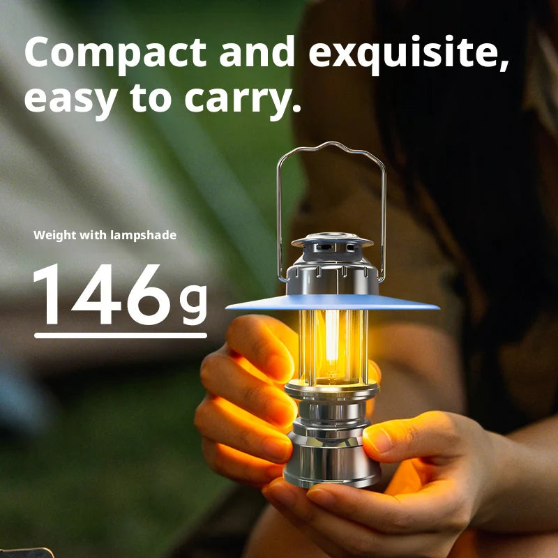 Vintage LED Camping Lantern — Rechargeable
