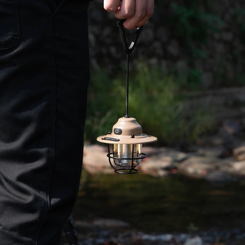 Retro Hanging Camp Lantern — 1200mAh Rechargeable