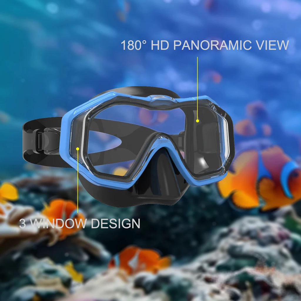 3-Window Panoramic Scuba Diving Mask