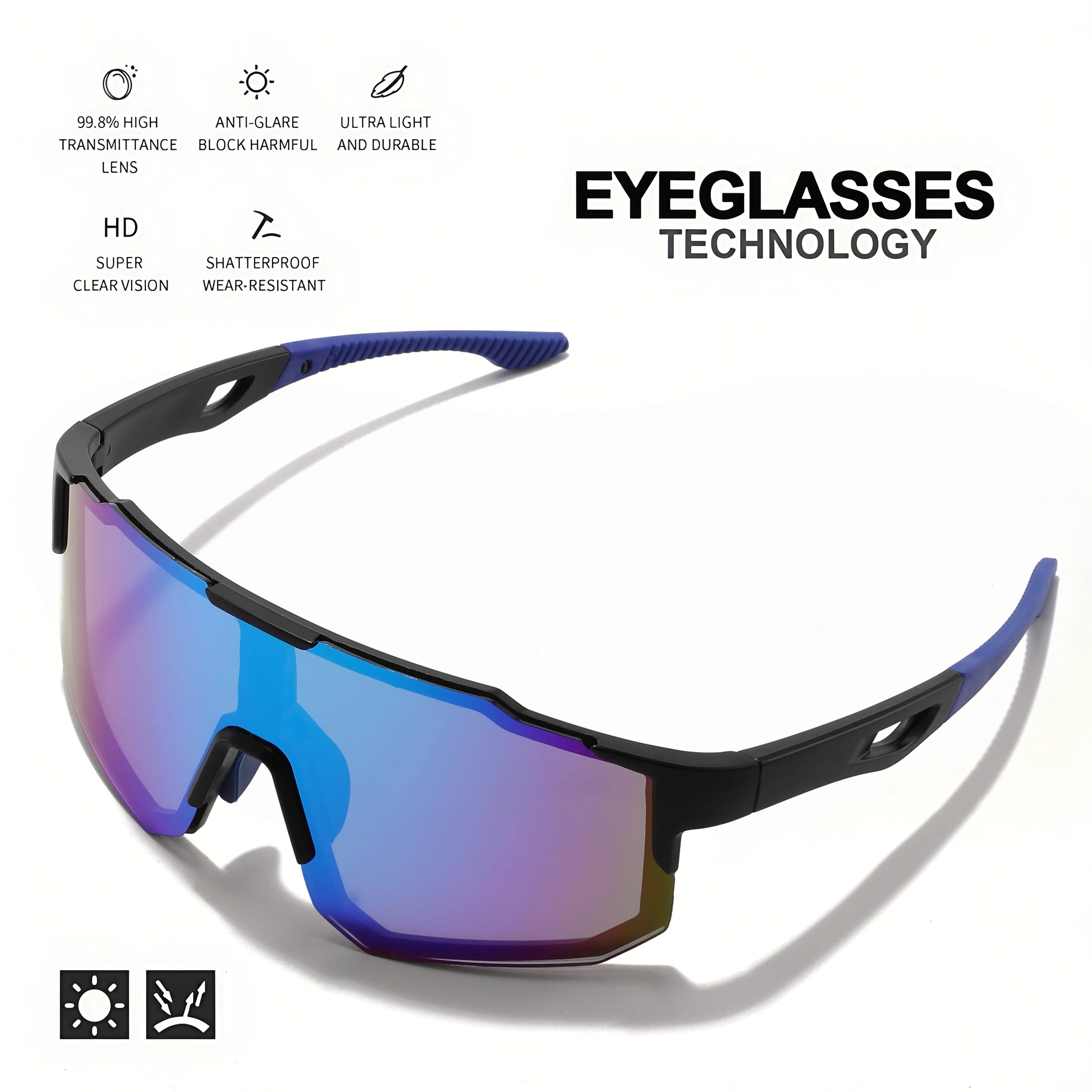 Oversized Wraparound Sport Sunglasses — UV400