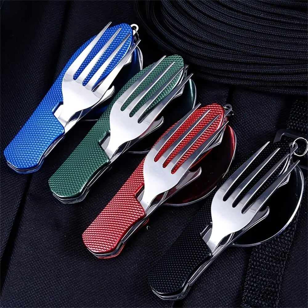 Folding Camping Cutlery Set — Knife, Fork & Spoon