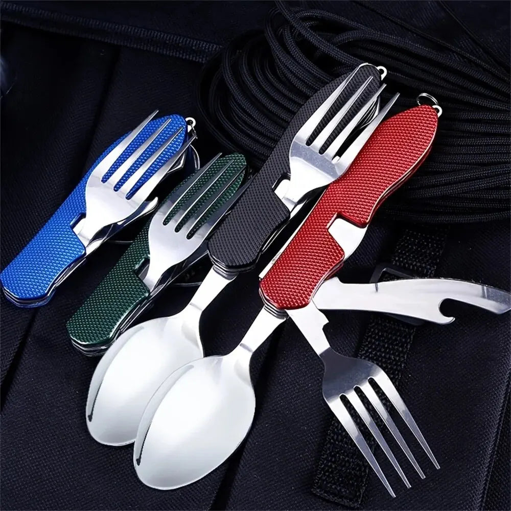 Folding Camping Cutlery Set — Knife, Fork & Spoon