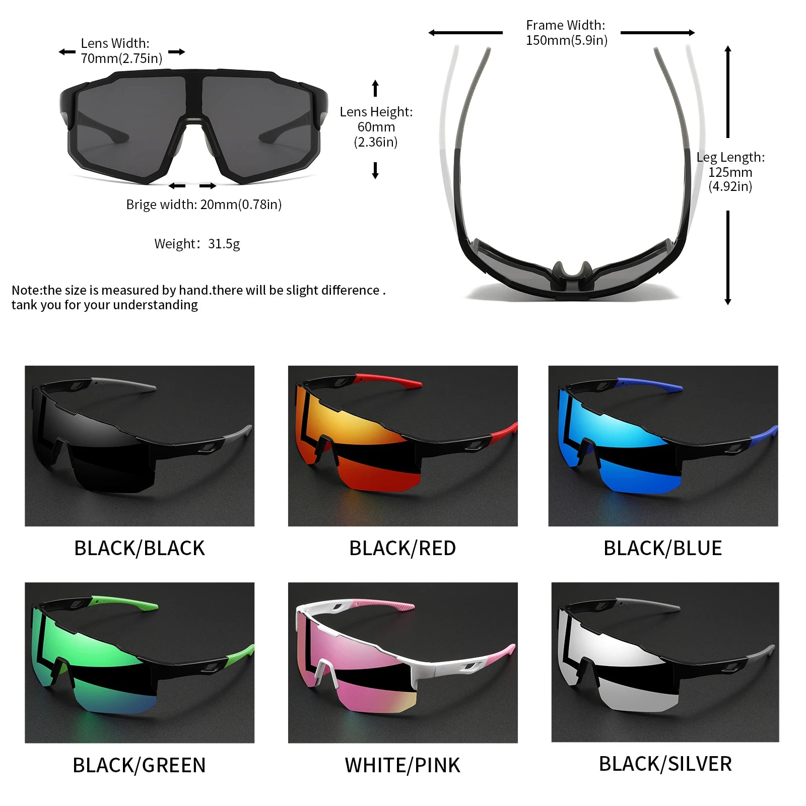 Oversized Wraparound Sport Sunglasses — UV400