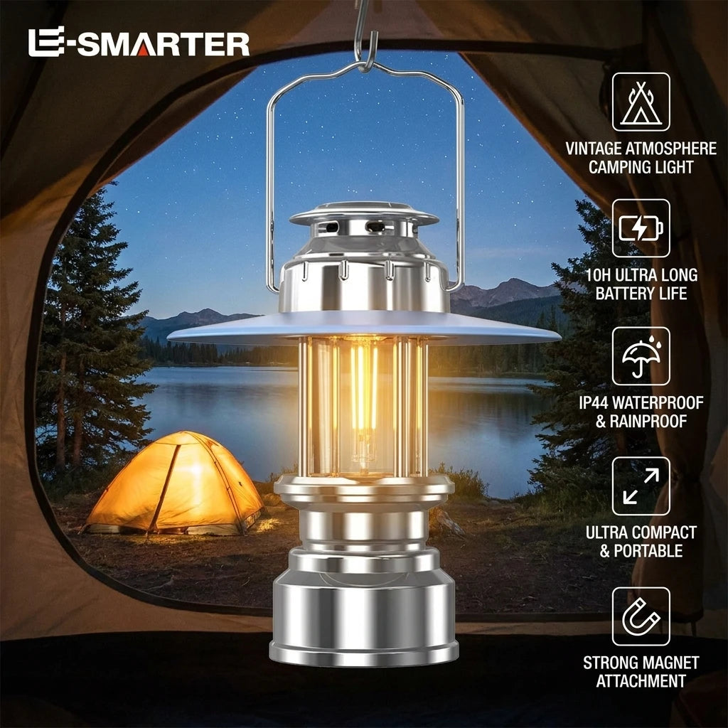 Vintage LED Camping Lantern — Rechargeable