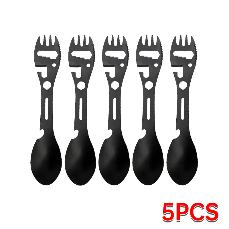 5-in-1 Stainless Steel Camping Cutlery Set