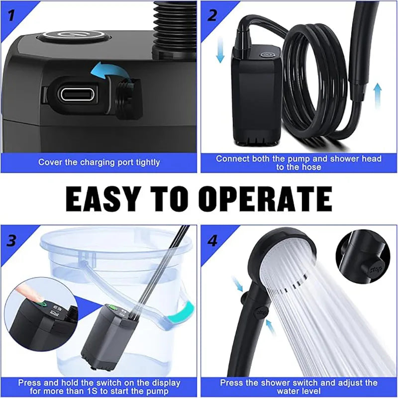 Portable Electric Camping Shower — 6000mAh
